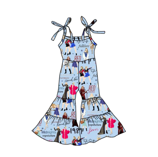 (Custom Design Preorder MOQ 5) Singer Print Girls Summer Jumpsuits