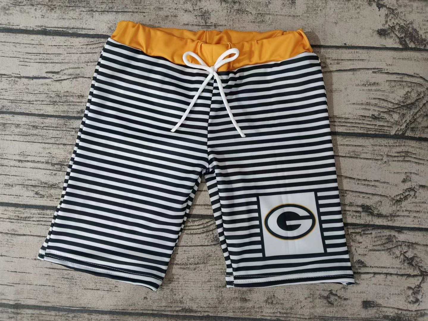 (Custom Design Preorder MOQ 5) Team's G Stripes Print Boys Swim Trunks