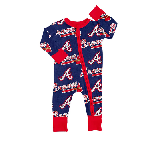 (Custom Design Preorder MOQ 5) Team's A Print Baby Kids Zipper Romper