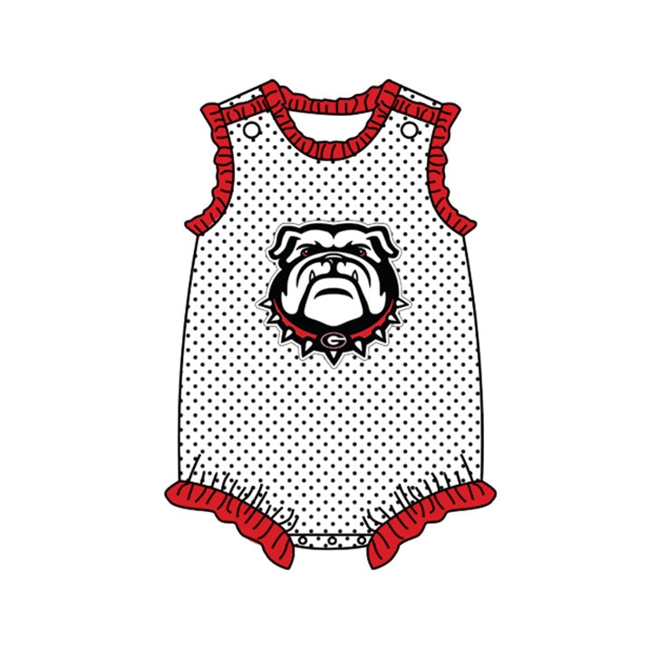 (Custom Design Preorder MOQ 5) Team's Dog Print Baby Girls Summer Romper