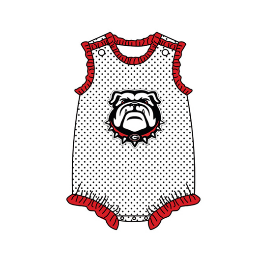 (Custom Design Preorder MOQ 5) Team's Dog Print Baby Girls Summer Romper