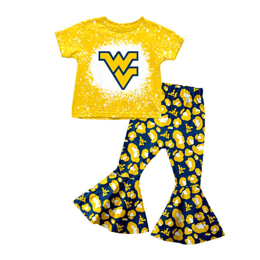 (Custom Design Preorder MOQ 5) Team's WV Print Top Bell Pants Girls Clothes Set