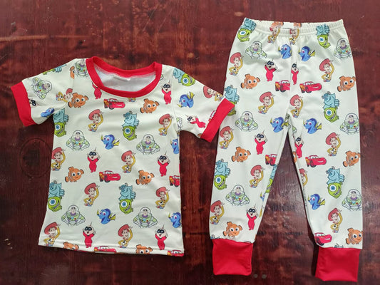 (Custom Design Preorder MOQ 5) Cartoon Figure Print Boys Pajamas Clothes Set
