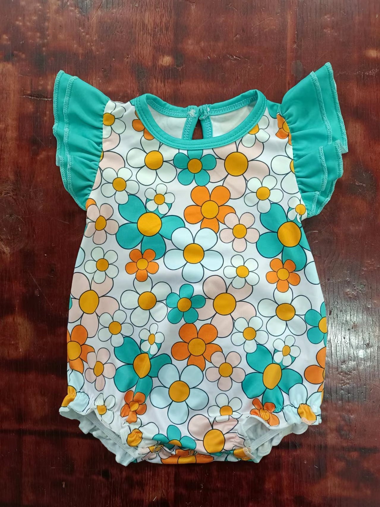 (Custom Design Preorder MOQ 5)  Flowers Print Baby Girls Summer Romper