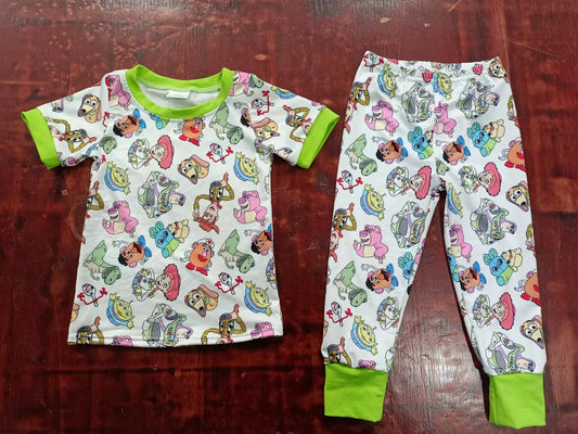 (Custom Design Preorder MOQ 5) Cartoon Toys Print Boys Pajamas Clothes Set