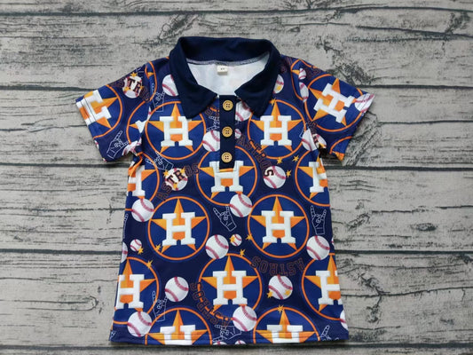 (Custom Design Preorder MOQ 5) Team's Houston Astros Print Boys Summer Polo Tee Shirts Top