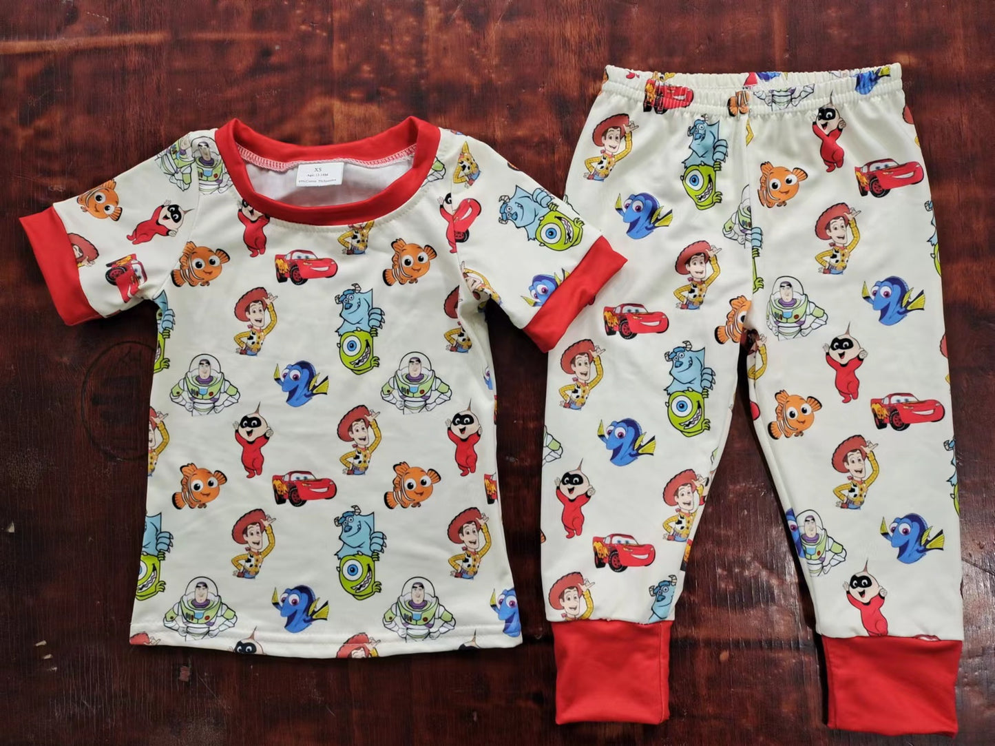 (Custom Design Preorder MOQ 5) Cartoon Toys Print Boys Pajamas Clothes Set