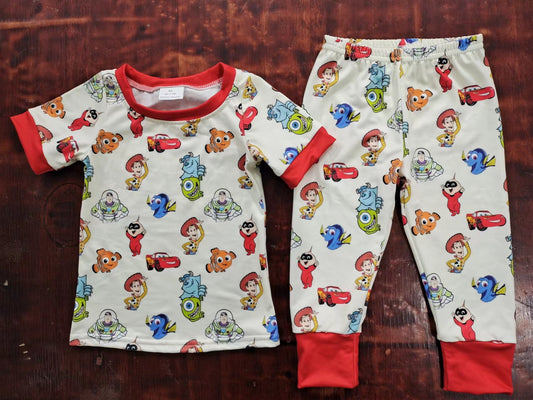 (Custom Design Preorder MOQ 5) Cartoon Toys Print Boys Pajamas Clothes Set