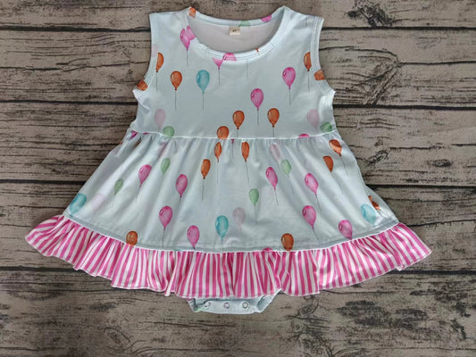 (Custom Design Preorder MOQ 5) Colorful Balloon Print Baby Girls Summer Romper