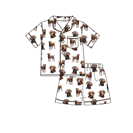 NO.3 (Custom Design Preorder MOQ 5)  Dog Print Kids Summer Pajamas Clothes Set