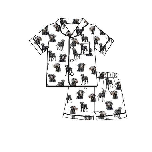 NO.5 (Custom Design Preorder MOQ 5)  Dog Print Kids Summer Pajamas Clothes Set