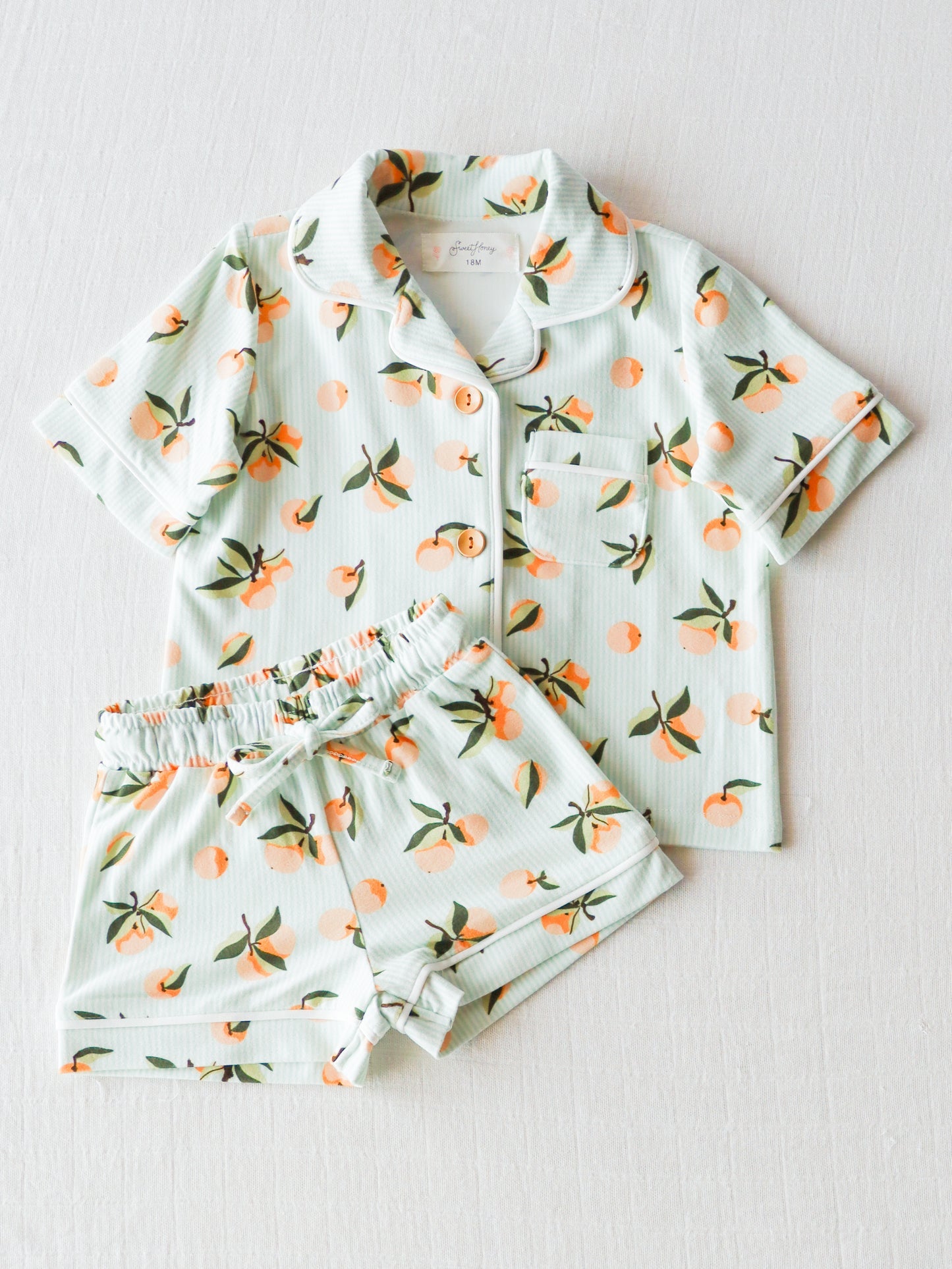 NO.6 (Custom Design Preorder MOQ 5) Fruit Print Girls Summer Pajamas Clothes Set