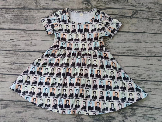 (Custom Design Preorder MOQ 5)  Singer Print Girls Knee Length Summer Dress