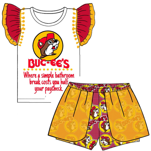 (Custom Design Preorder MOQ 5) Cute Mouse Print Girls Summer Clothes Set