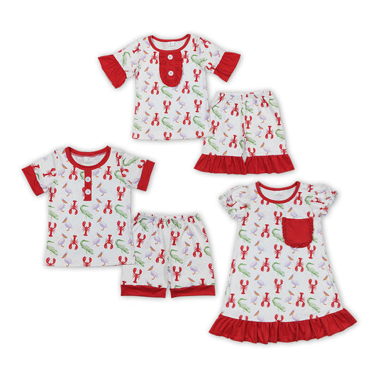 Crayfish Print Sibling Summer Matching Pajamas Clothes