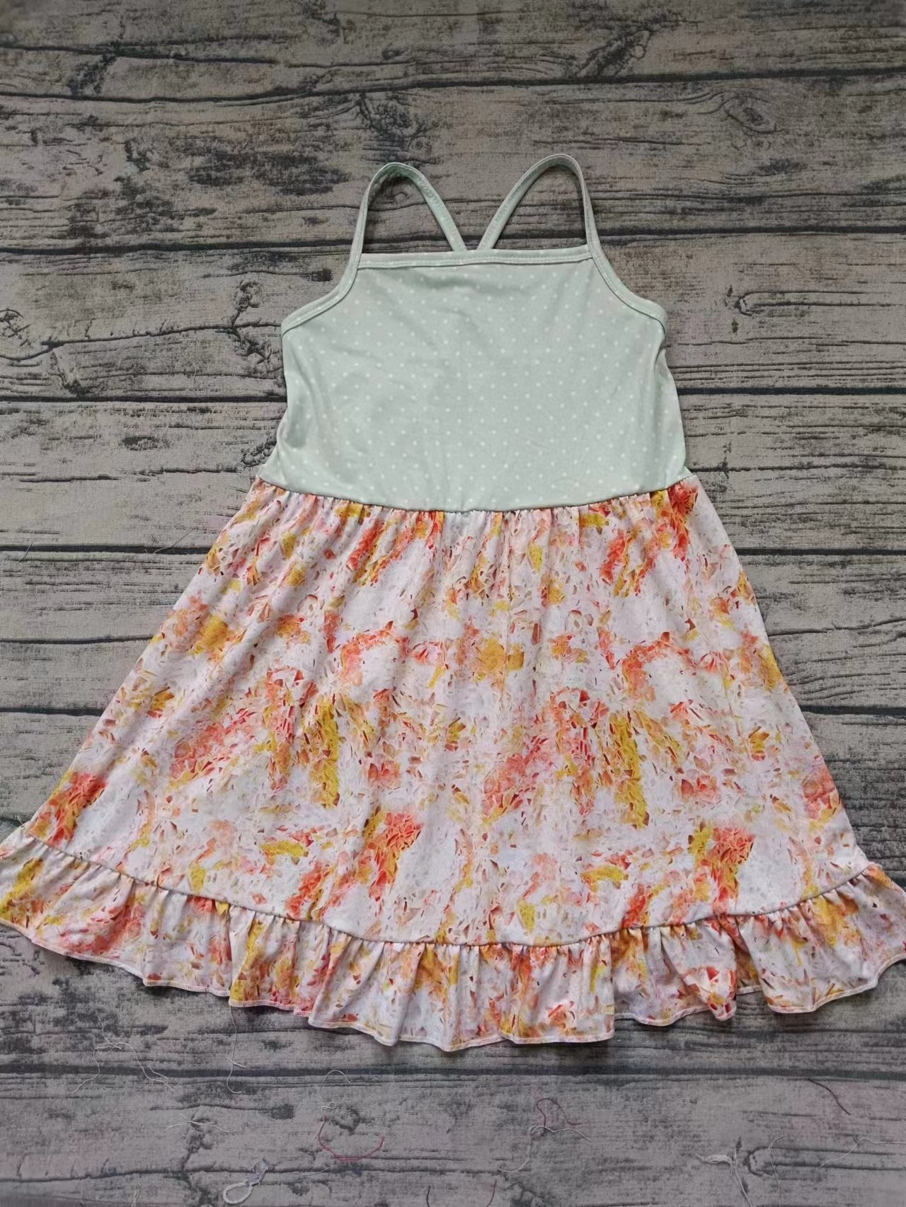 (Custom Design Preorder MOQ 5) Flowers Print Girls Knee Length Summer Dress