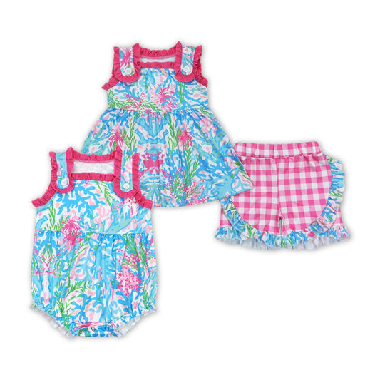 Water Flowers Seaweed Print Sisters Summer Matching Clothes