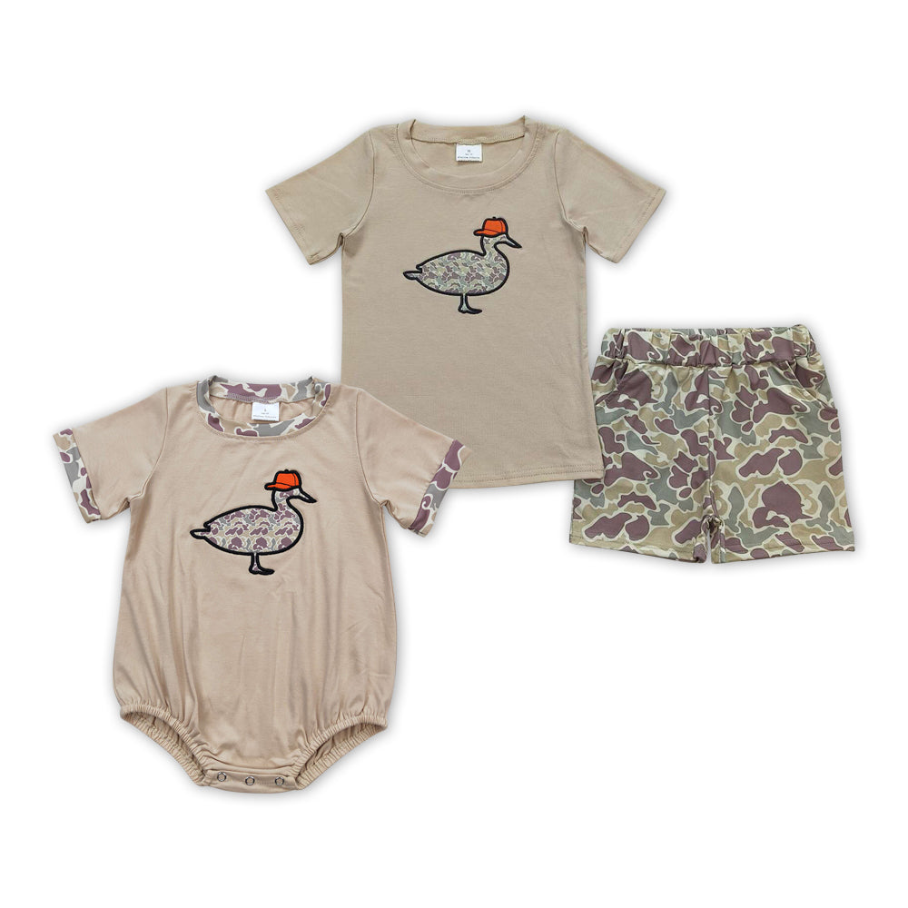 Camo Duck Embroidery Brothers Summer Matching Clothes