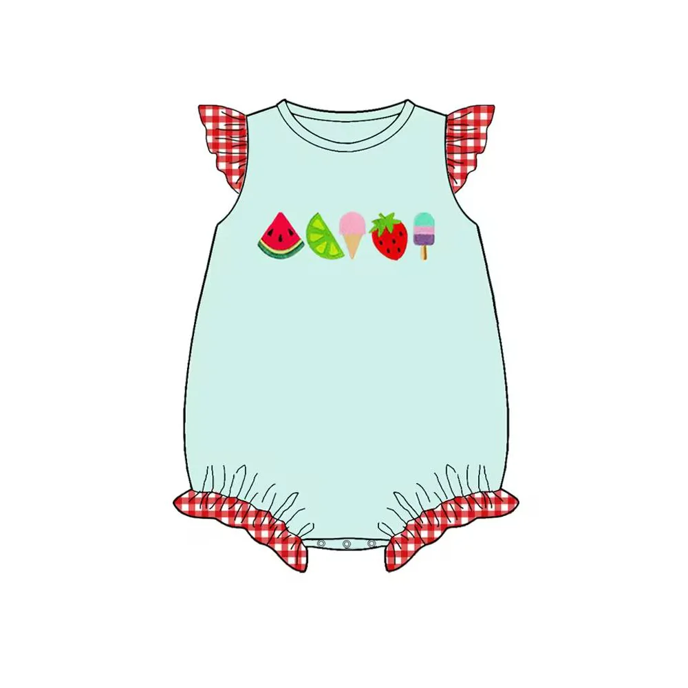 (Custom Design Preorder MOQ 5)  Watermelon Print Baby Girls Summer Romper