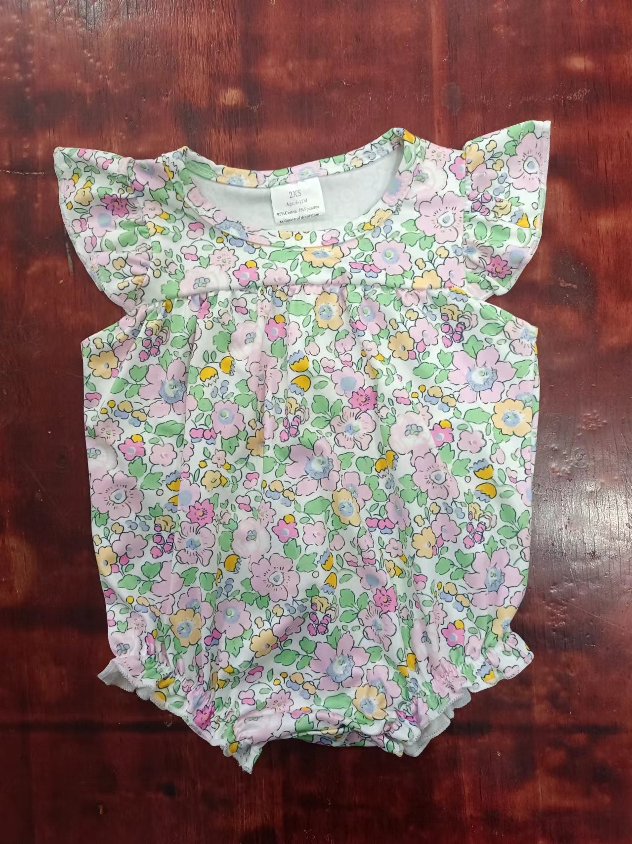 (Custom Design Preorder MOQ 5) Flowers Print Baby Girls Summer Romper