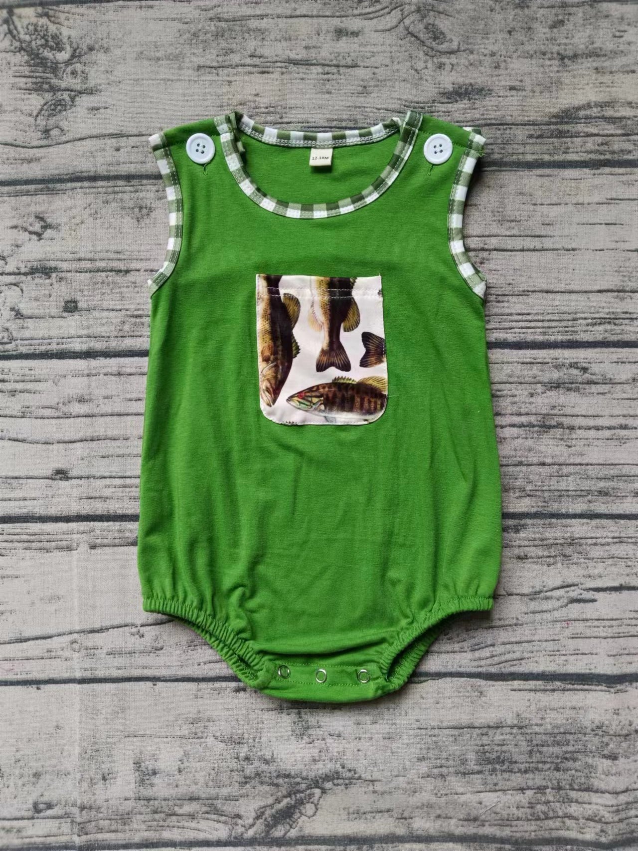 (Custom Design Preorder MOQ 5) Fish Print Baby Boys Summer Romper