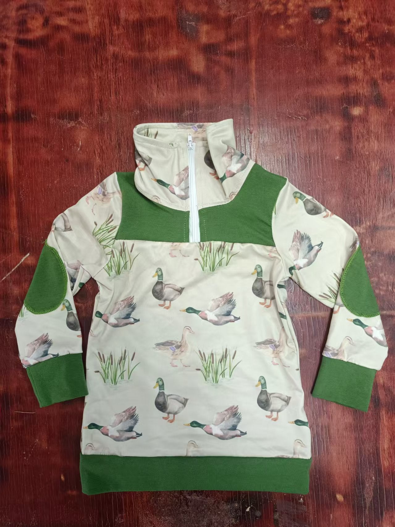 (Custom Design Preorder MOQ 5) Duck Print Boys Pullover Zipper Tee Shirts Top