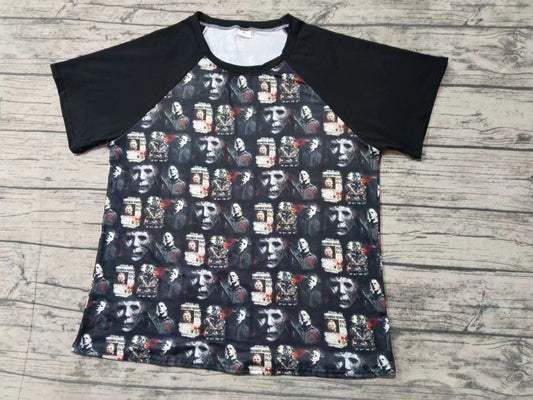 (Custom Design Preorder MOQ 5) Movie Character Black Print Kids Halloween Tee Shirts Top