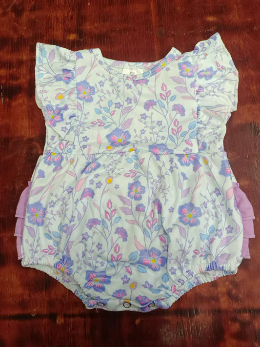 (Custom Design Preorder MOQ 5) Flowers Print Baby Girls Summer Romper