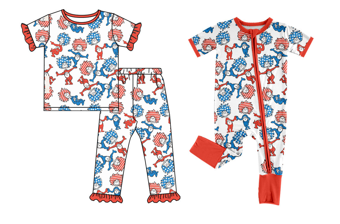 12.13(Custom Design Preorder MOQ 5 Each Design) Dr.Reading Red Print Girls Pajamas Matching Clothes Sisters Wear