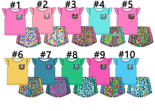 12.14(Custom Design Preorder MOQ 5 Each Design) 6-10 Colors Leopard Print Girls Summer Matching Clothes Sisters Wear