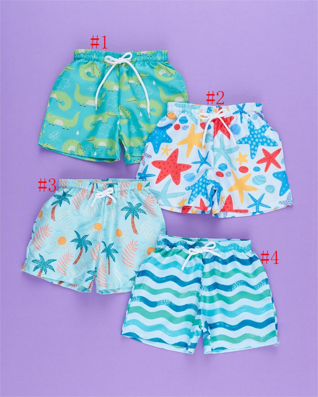 (Custom Design Preorder MOQ 5) 4 Colors Print Boys Swim Trunks Brothers Wear