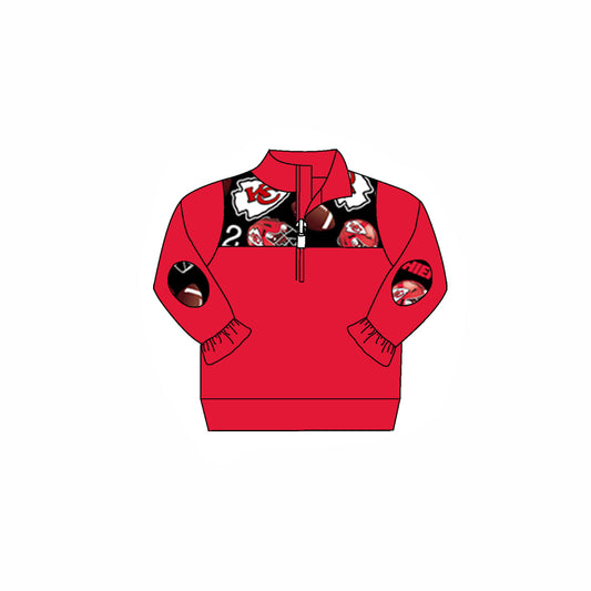 (Custom Design Preorder MOQ 5) Team's KC Red Print Girls Pullover Zipper Tee Shirts Top