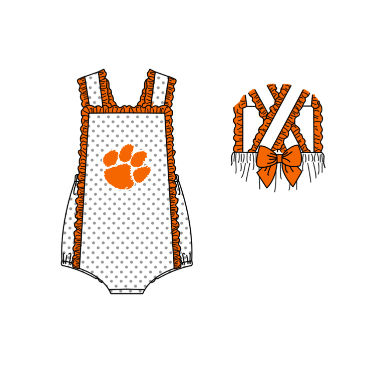 (Custom Design Preorder MOQ 5 Each Item) Team's Clemson Tigers Print Kids Summer Matching Clothes Sibling Wear