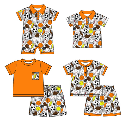 4.4(Custom Design Preorder MOQ 5 Each Design) Balls Season Plaid Print Boys Summer Western Matching Clothes Brothers Wear