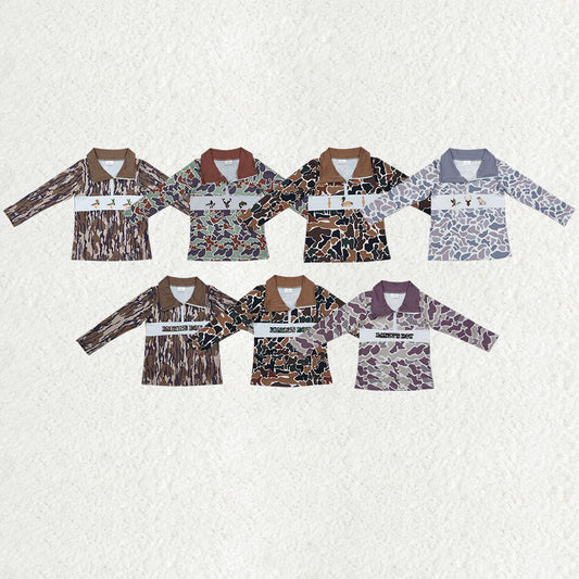 7 Colors Camo Embroidery Boys Pullover Zipper Top Brothers Wear