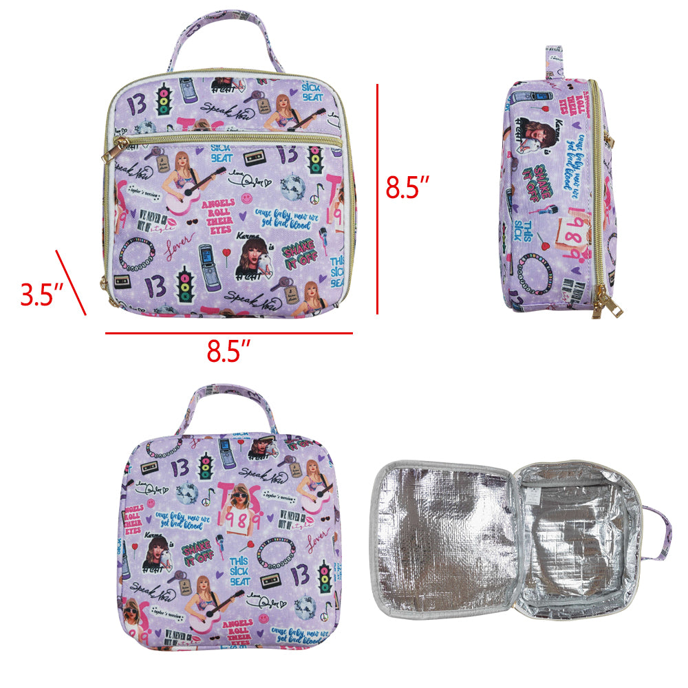 BA0229 Purple Singer Swiftie Print Lunch Boxes Picnic Thermal Bags