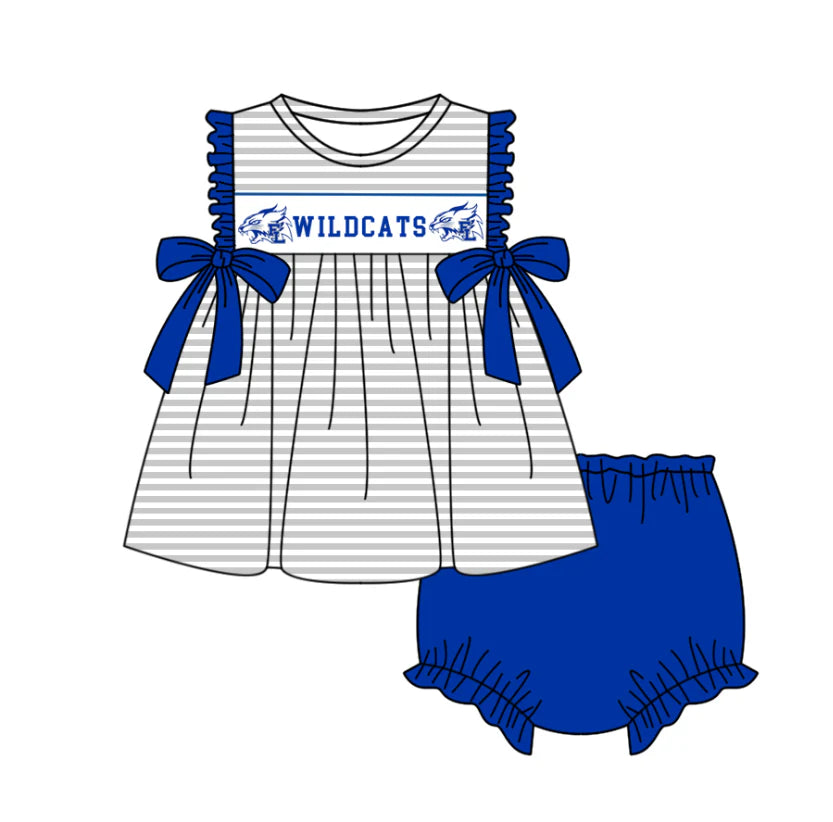 (Custom Design Preorder MOQ 5 Each Design) Team's WILDCATS Print Kids Summer Matching Clothes Sibling Wear