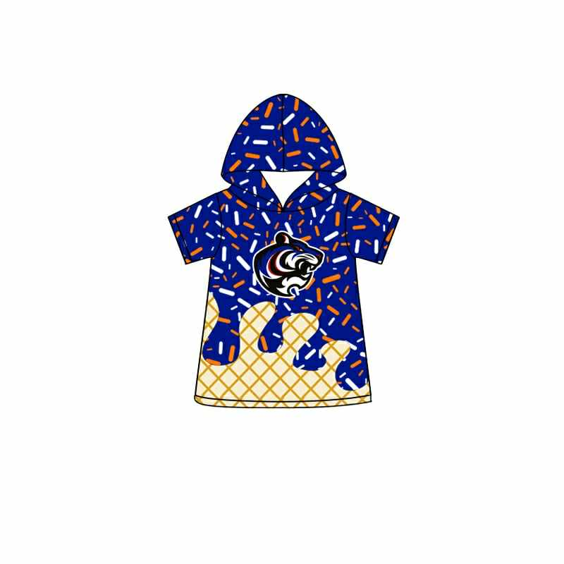 (Custom Design Preorder MOQ 5 Each Item)Team's Wild Cat Blue Sprinkles Print Hoodie Top Mom and Me Matching Clothes