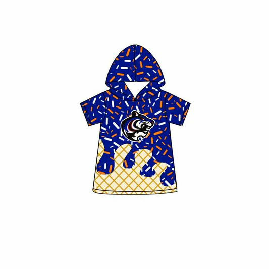 (Custom Design Preorder MOQ 5 Each Item)Team's Wild Cat Blue Sprinkles Print Hoodie Top Mom and Me Matching Clothes