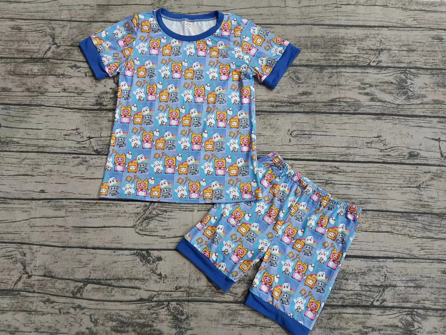 (Custom Design Preorder MOQ 5) Cute Animals Print Girls Summer Pajamas Clothes Set