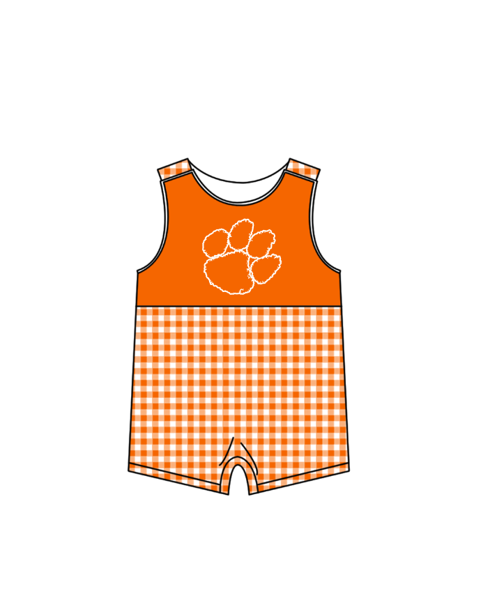 (Custom Design Preorder MOQ 5 Each Item) Team's Clemson Tigers Print Kids Summer Matching Clothes Sibling Wear