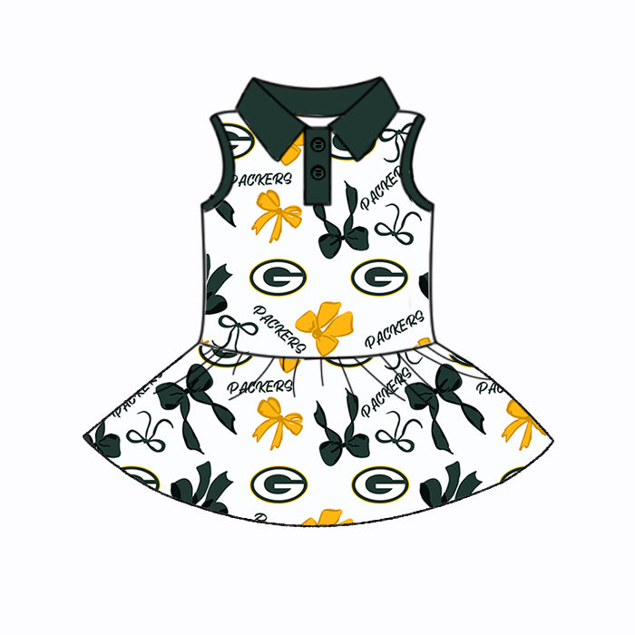 (Custom Design Preorder MOQ 5 Each Color) Team's PACKERS Bows Print Girls Summer Clothes Sisters Matching Wear