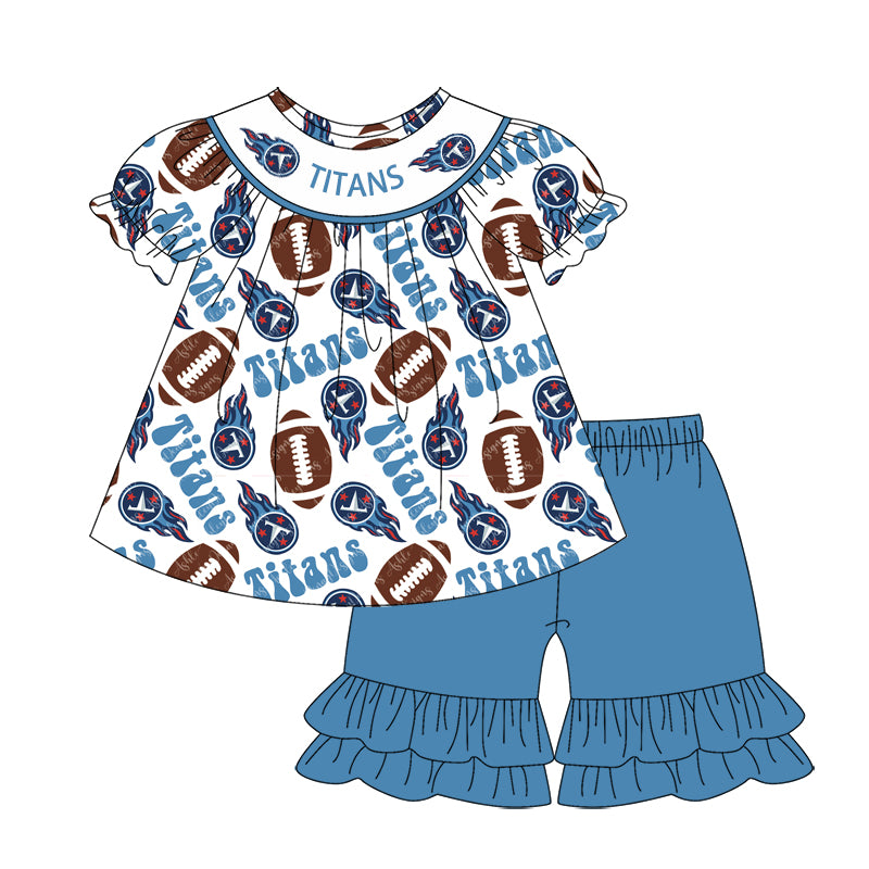 1.9(Custom Design Preorder MOQ 5 Each Design) Team's TITANS Print Kids Summer Matching Clothes Sibling Wear