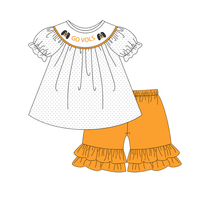 1.7(Custom Design Preorder MOQ 5 Each Design) Team's GO VOLS Print Kids Summer Matching Clothes Sibling Wear