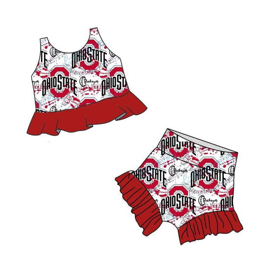 (Custom Design Preorder MOQ 5) Team's OHIO STATE Print Baby Girls Bummie Set