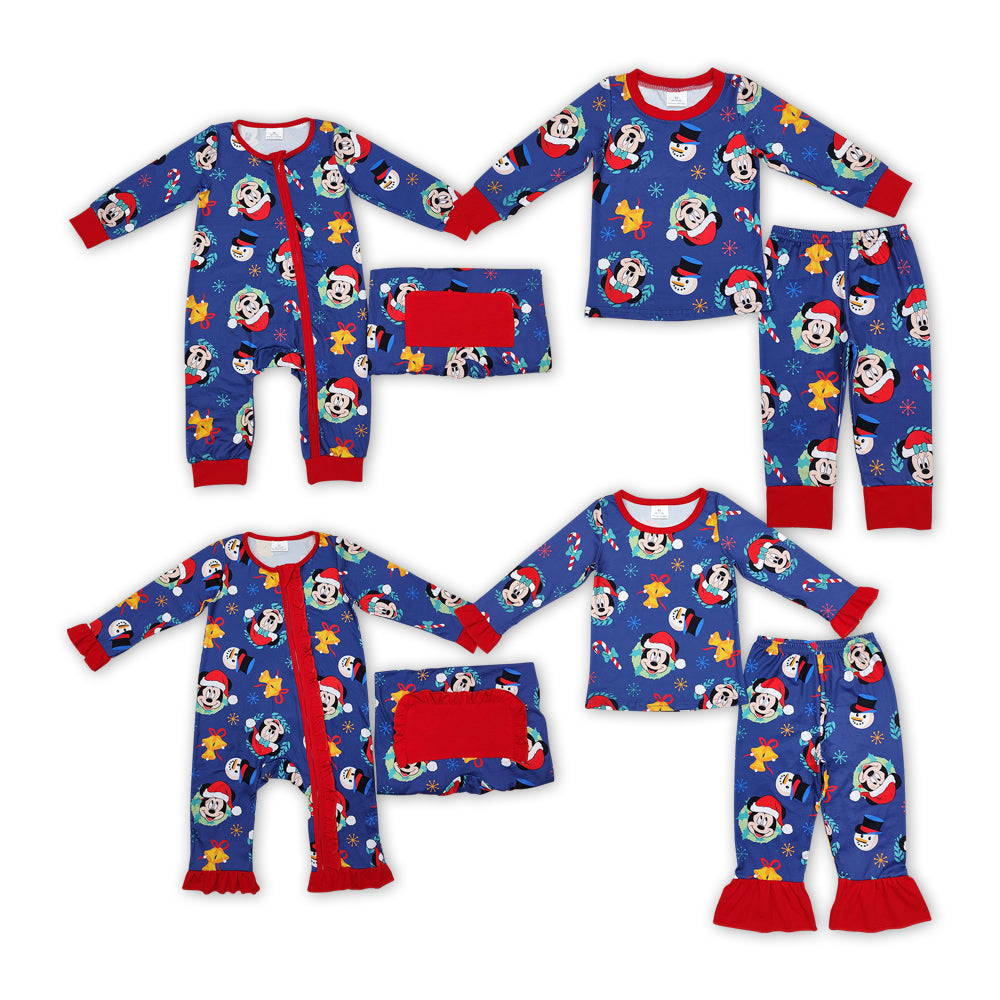 Cartoon Mouse Print Sibling Christmas Pajamas Matching Clothes