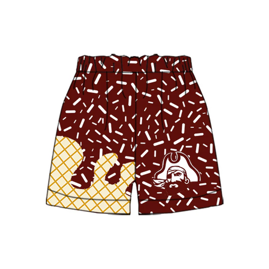 (Custom Design Preorder MOQ 5 Each Item) Team's Pirate Wine Sprinkles Print Summer Bottom Shorts Mom and Me Matching Clothes