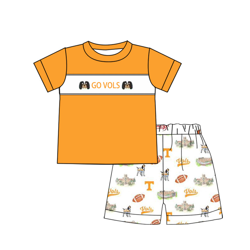 1.7(Custom Design Preorder MOQ 5 Each Design) Team's GO VOLS Print Kids Summer Matching Clothes Sibling Wear