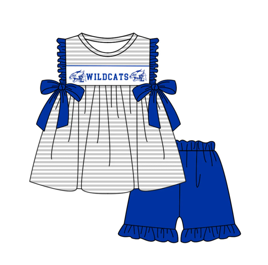 (Custom Design Preorder MOQ 5 Each Design) Team's WILDCATS Print Kids Summer Matching Clothes Sibling Wear