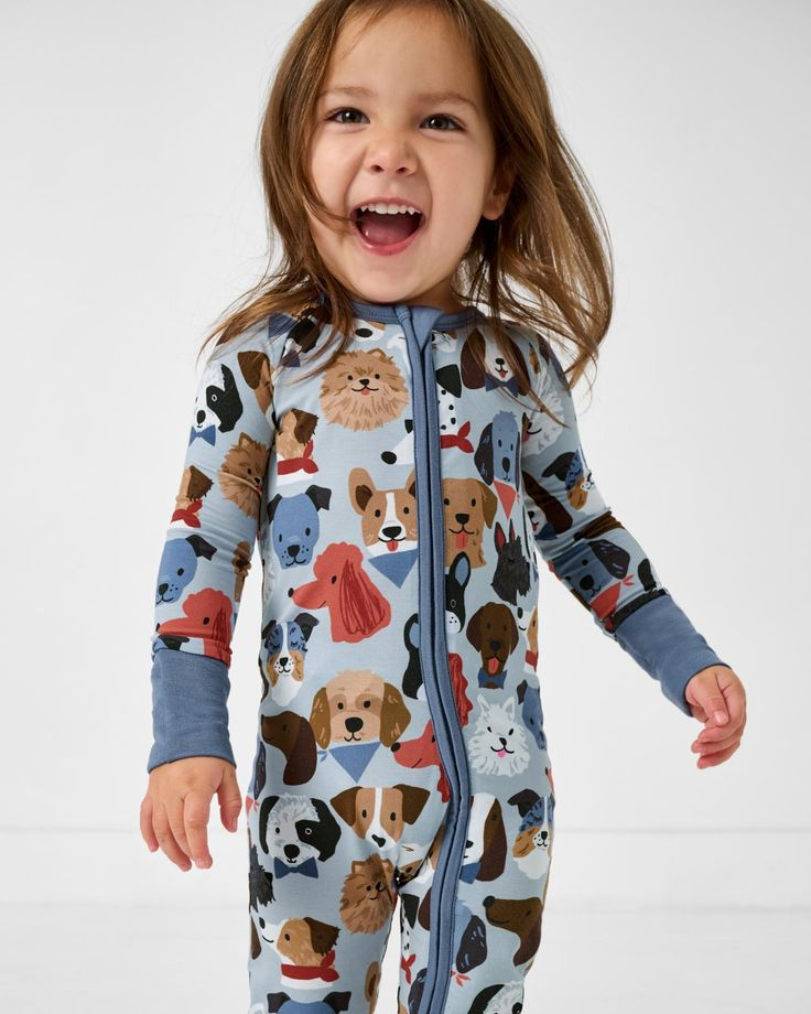 (Custom Design Preorder MOQ 5) Puppy Blue Print Baby Zipper Sleeper Romper